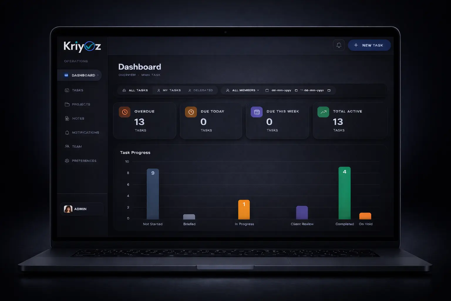 Screen layout of QuillNext custom project: Kriyoz