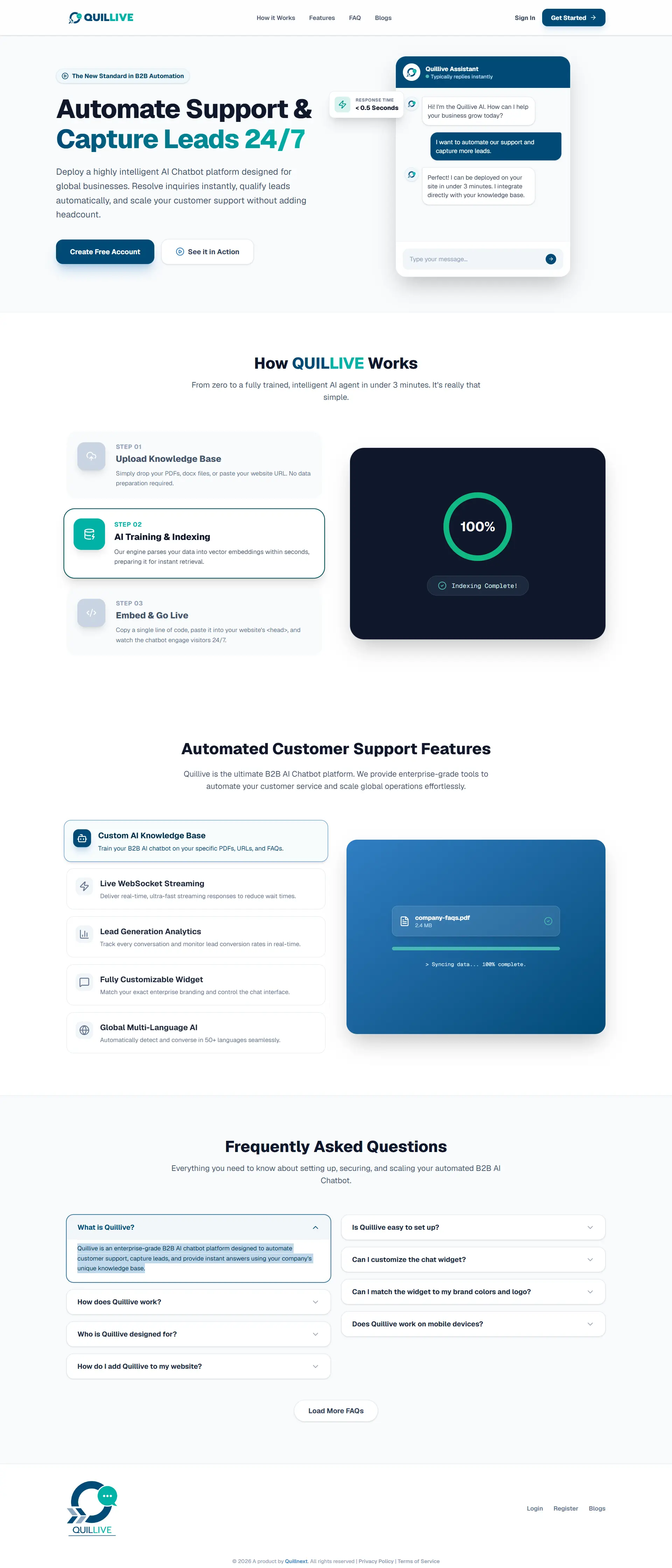 Screen layout of QuillNext custom project: Quillive